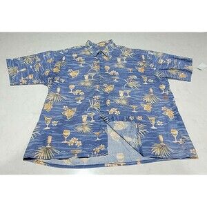 Campia Moda Men's 2XL Hawaiian Shirt SHORT SLEEVE XXL NWOT Palm Trees & Drinks